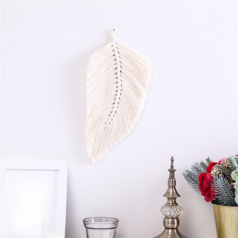 1PC Nordic Style Home Hanging Decor Leaf Shape Tassel Pendant Bedroom Wall Art