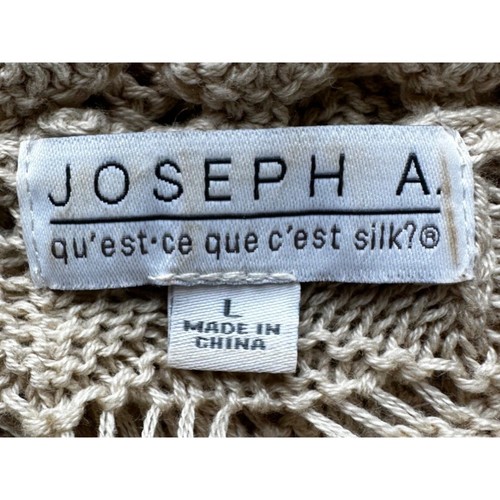 Joseph A Crochet Cardigan Women Large Cream Short Sleeve Scalloped Vintage - Picture 5 of 10