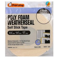 Frost King L342H Polyurethane Foam Tape 1/4-Inch, White, 3/4"W, 1/4"T