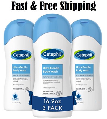 Cetaphil Ultra Gentle Refreshing Body Wash For Dry to Normal Sensitive Skin 16.9