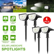 2/4Pack 32-LED Solar Spotlights Landscape Lights Outdoor Garden Pathway Lamp