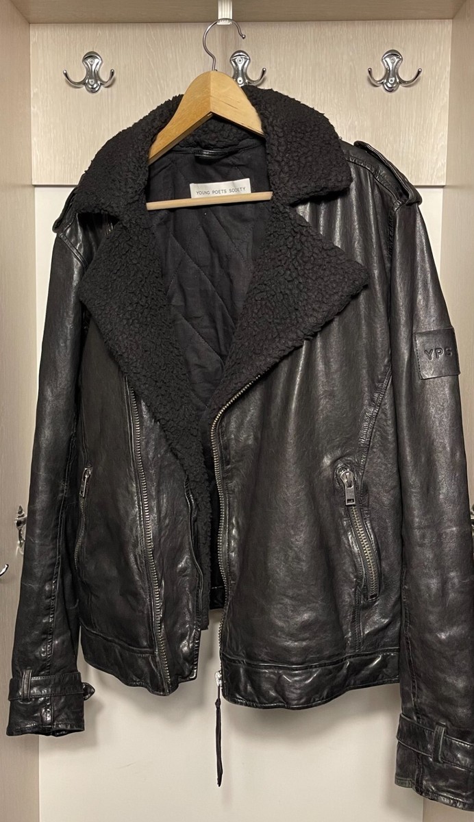 Young Poets Society Tigha Jax Veg Sherpa Black Leather Biker