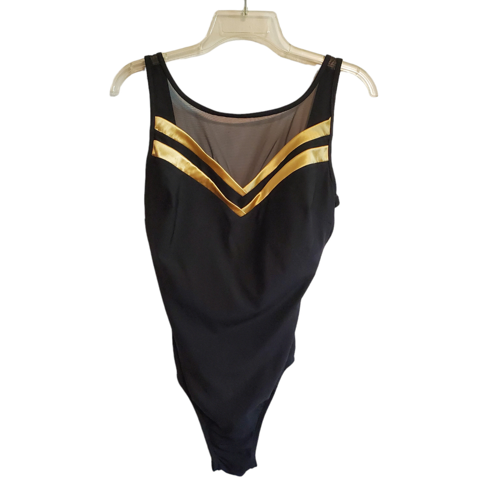 Longitude Black and Gold One Piece Swimwear Size 12 Gem