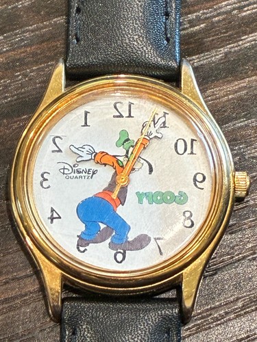 Vintage Goofy Uhr Rückwärtszeit läuft Disney Quartz