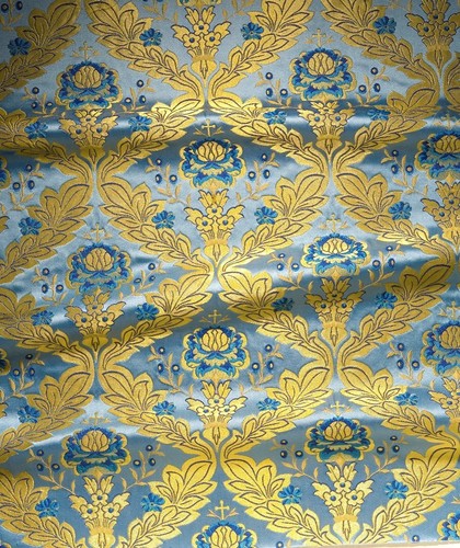 Greek Orthodox Liturgical Brocade Church Vestment Floral Pattern Jacquard Fabric - Picture 4 of 15