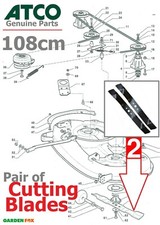 Genuine ATCO GT43  Tractor Mower 108cm - Pair of BLADES  CG108POB