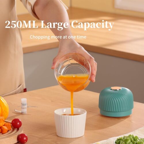 Cordless Electric Mini Garlic Chopper, USB Rechargeable, 250ml, Blue - Picture 6 of 7