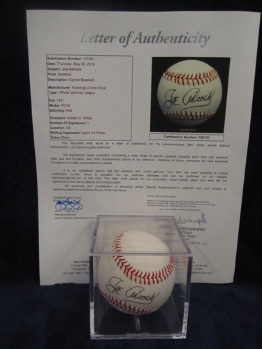 Joe Adcock (D 1999) Autographed ONL (White) Baseball – Full JSA L.O.A. - Picture 1 of 12