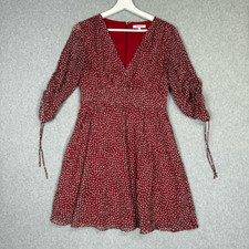 Madewell Women's Size 4 Red Floral 3/4 Sleeve A Line BOHO Mini Dress Cottage