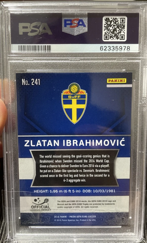 ZLATAN IBRAHIMOVIC 2016 Prizm #241 PSA 10 UEFA Euro Soccer Foto 2 de 2