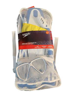 Speedo Performance Set Blue Hydroscope Mask, Snorkel, Fin Set Adult L/XL 14+