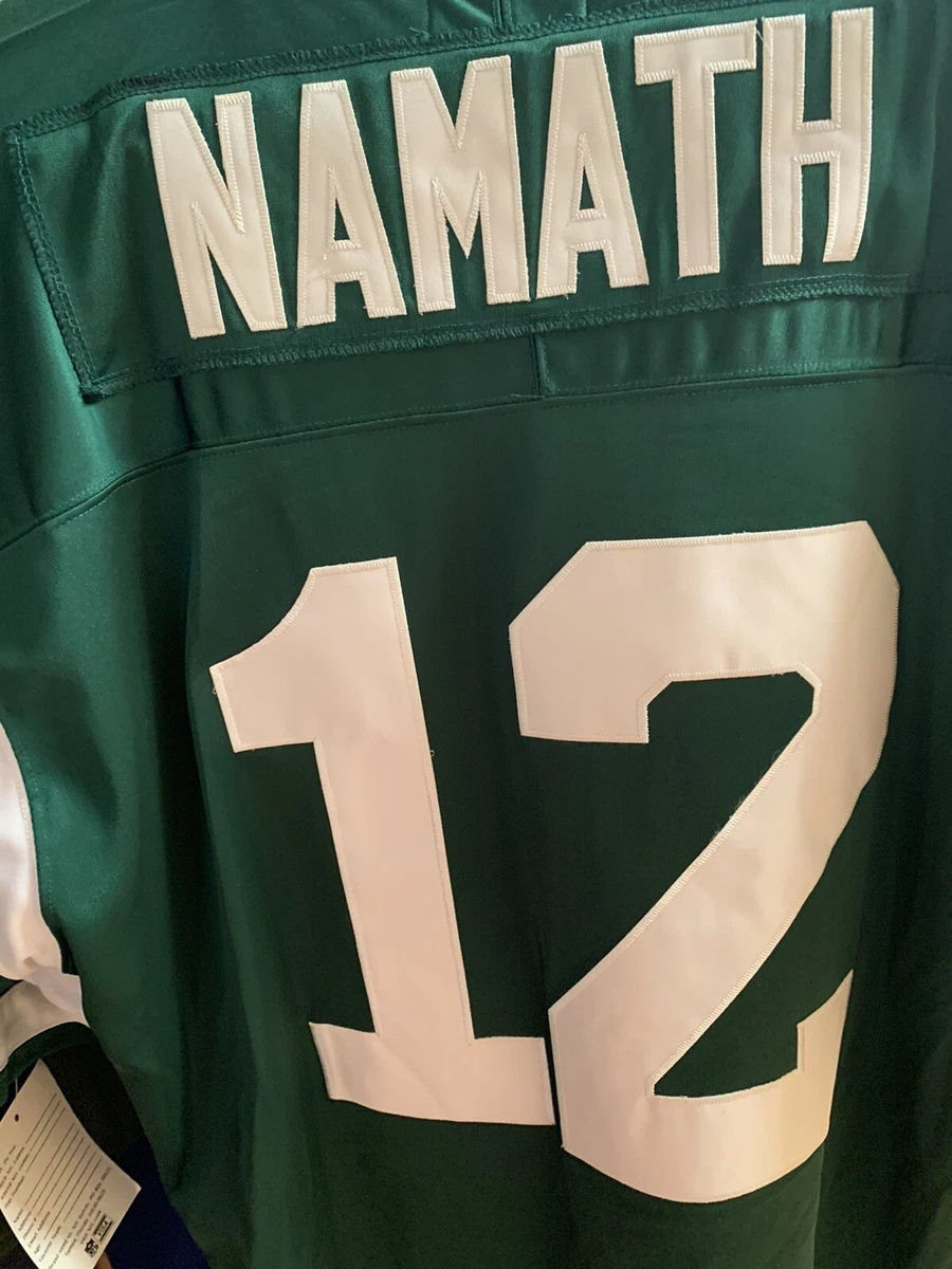 Men s New York Jets Joe Namath 12 Mitchell Ness ThrowBacks Green Jersey NWT