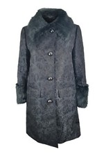 Kate Spade Black Dashing Beauty Metallic Jacquard Faux Fur Trim Coat (us 0)
