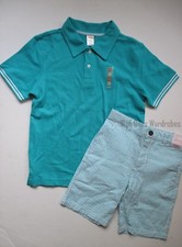 Gymboree Spring Dressy Easter Blue Polo Shirt Pinstripe Shorts Set Boys 10 NWT