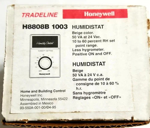 HONEYWELL HUMIDISTAT H880B1003 WALL MOUNT BEIGE (NEW OLD STOCK)