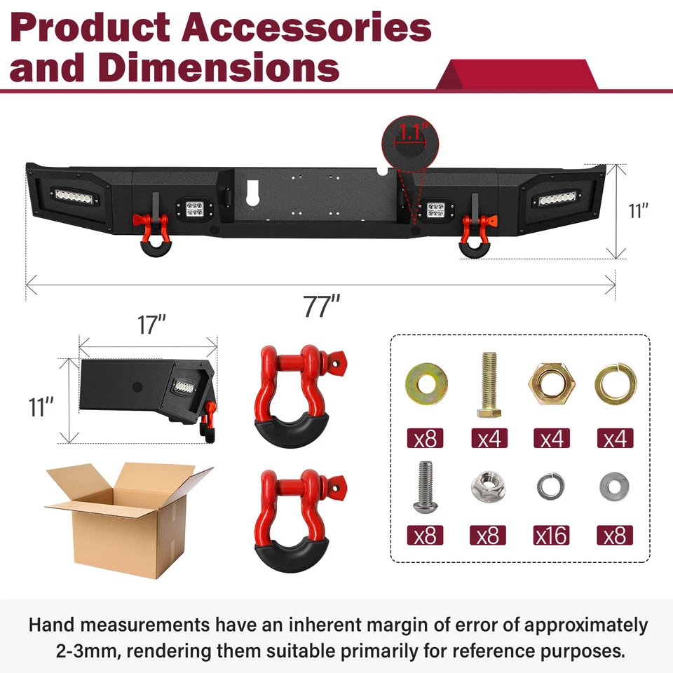 Rear Step Bumper for 2010-2018 Dodge Ram 2500 3500 w/ Sensor Holes D-rings Black Foto 3 de 4