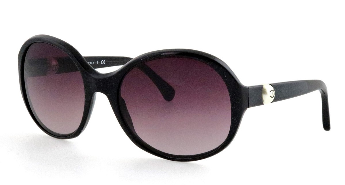 CHANEL CH 5211-H 1283/4R 57mm Black Glitter Pearl Sunglasses Italy