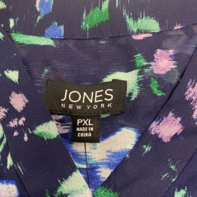 JONES NEW YORK Printed Pleated Kelly Blouse Women's Size PXL