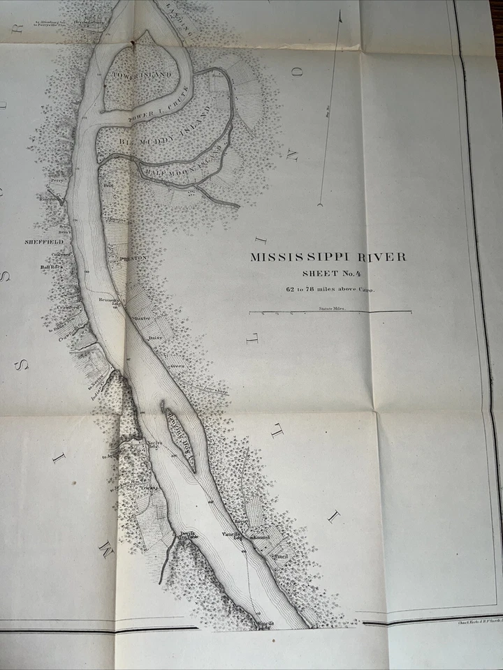 Antigua tabla de estudio costero hoja del río Mississippi: Cape Girardeau City Missouri Foto 2 de 4