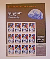 1994 25TH ANNIVERSARY FIRST MOON LANDING 29 CENT $3.48 USPS STAMP SHEET - MINT
