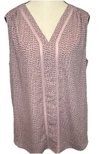Anthropologie Pleione Women's PINK GRAY Sleeveless Polyester Blouse Flowy Sz L