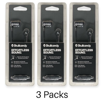 (3) Skullcandy JIB Ear Buds WIRED Earphones with Microphone Black
