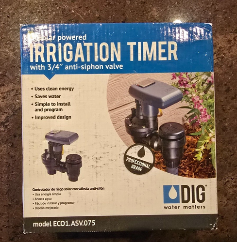 DIG Solar Powered Irrigation Timer Controller with 3/4 inch Anti-Siphon ...