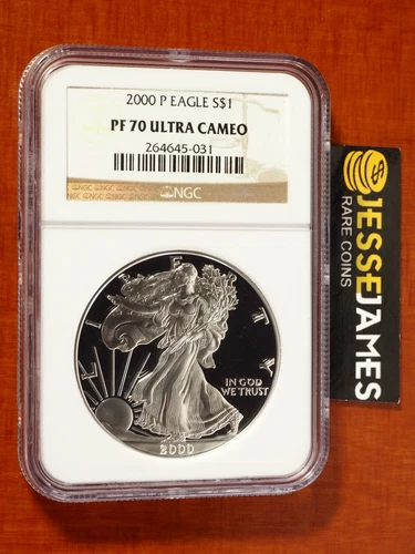 2000 P PROOF SILVER EAGLE NGC PF70 ULTRA CAMEO CLASSIC BROWN LABEL