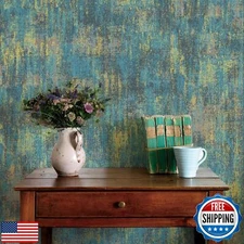 JiffDiff Vintage Metallic Peel and Stick Wallpaper Industrial Metallic Concre