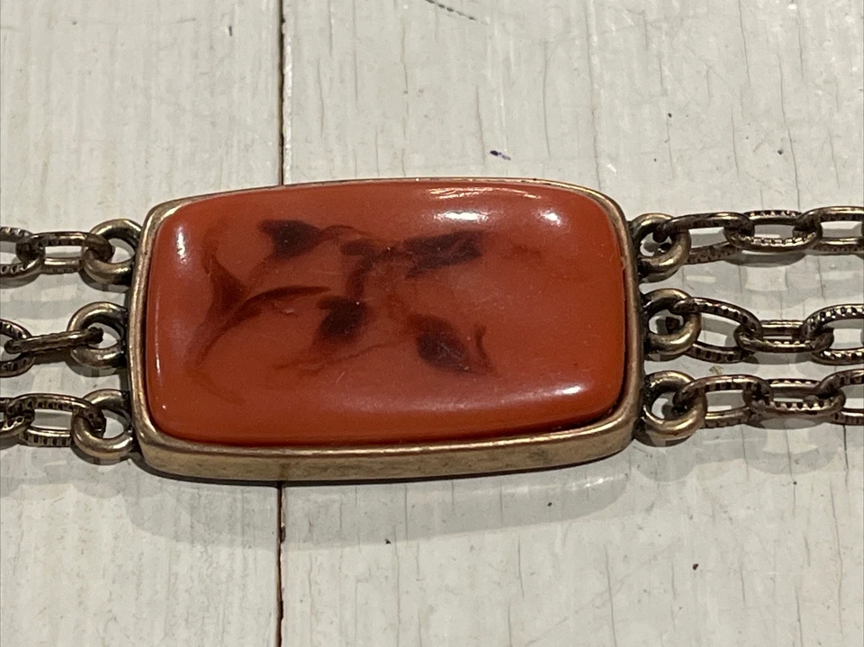 Cinturón de cadena ajustable Chico's piedras de terracota? "Retro de metal tono latón 43""" Foto 2 de 4