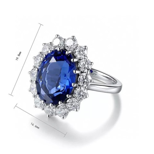 Oval 11.90Ct Natural Blue Sapphire Diamond Engagement Ring 950 Platinum Size 7 8 - Picture 5 of 10