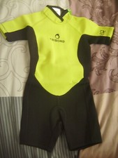 Combinaison de surf, plongée néoprène TRIBORD noire/vert T4 Ans neuve+étiquette