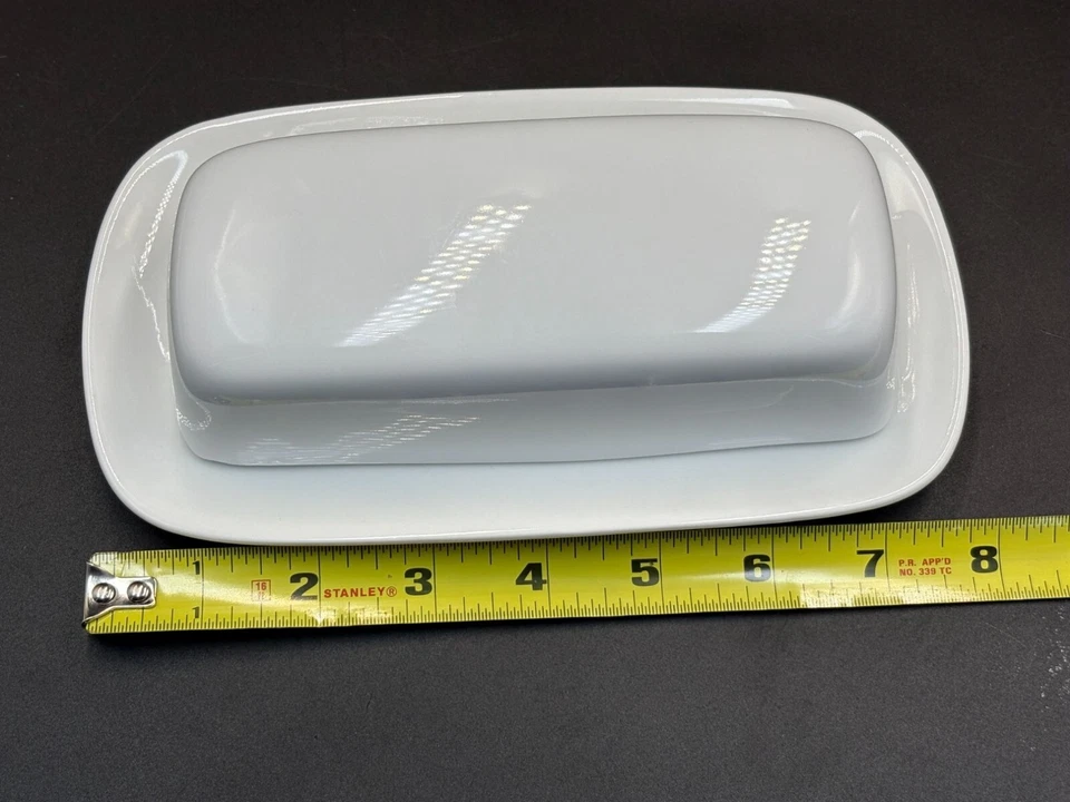 Pottery Barn Great White Ceramic Covered Butter Dish Classic Minimalist Kitchen - Image 4 of 4