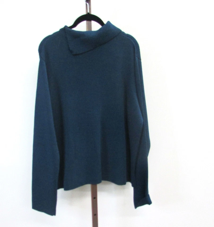 Anne Pedersen Women Teal Rollneck Tunic Sweater w Pockets Size XL - Image 2 of 2