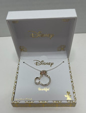 DISNEY Bowtiful Fine Silver Minnie Mouse Embellished Pendant Necklace-NEW