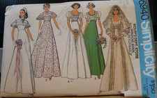 Simplicity 6940 Bridal Wedding Dress Bridesmaid Vintage 1975 Sz 8 Bust 31 1/2