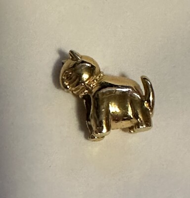 IBB Thai 925 Sterling Silver Gold Vermeil Cat Kitten Slider Charm Bead