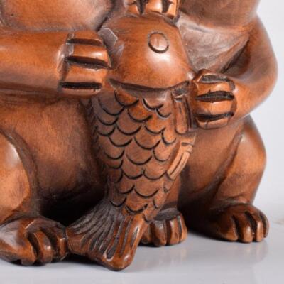 Japanese NETSUKE Charm Wooden Hand-made 4-set Cat and Rat