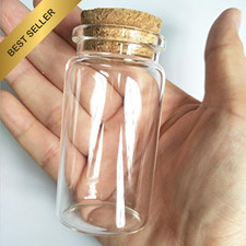 6 Pcs 50ml Small Glass Bottles Vials Jars with Cork Stopper Storage 37x70mm DIY