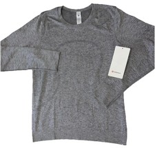 NWT🎀LULULEMON🎀SIZE 6🎀SWIFTLY RELAXED LONG SLEEVE🎀AUTHENTIC🎀SLATE/WHITE $78