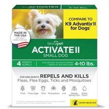 TevraPet Activate II Flea and Tick Prevention for Dogs, Small 4-10 lbs, Clear