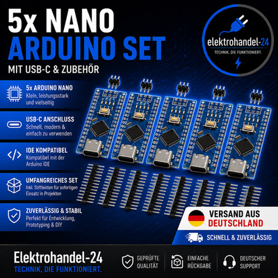 5x Arduino Nano V3 kompatibel USB-C   ATmega328P Mini Board für DIY, Raspberry
