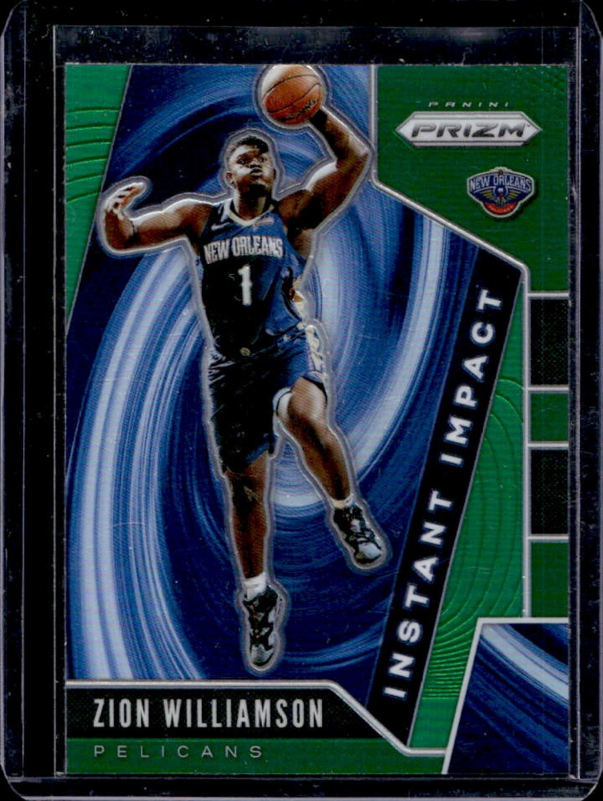 2019-20 Prizm Zion Williamson Instant Impact Green Rookie RC #2 Pelicans