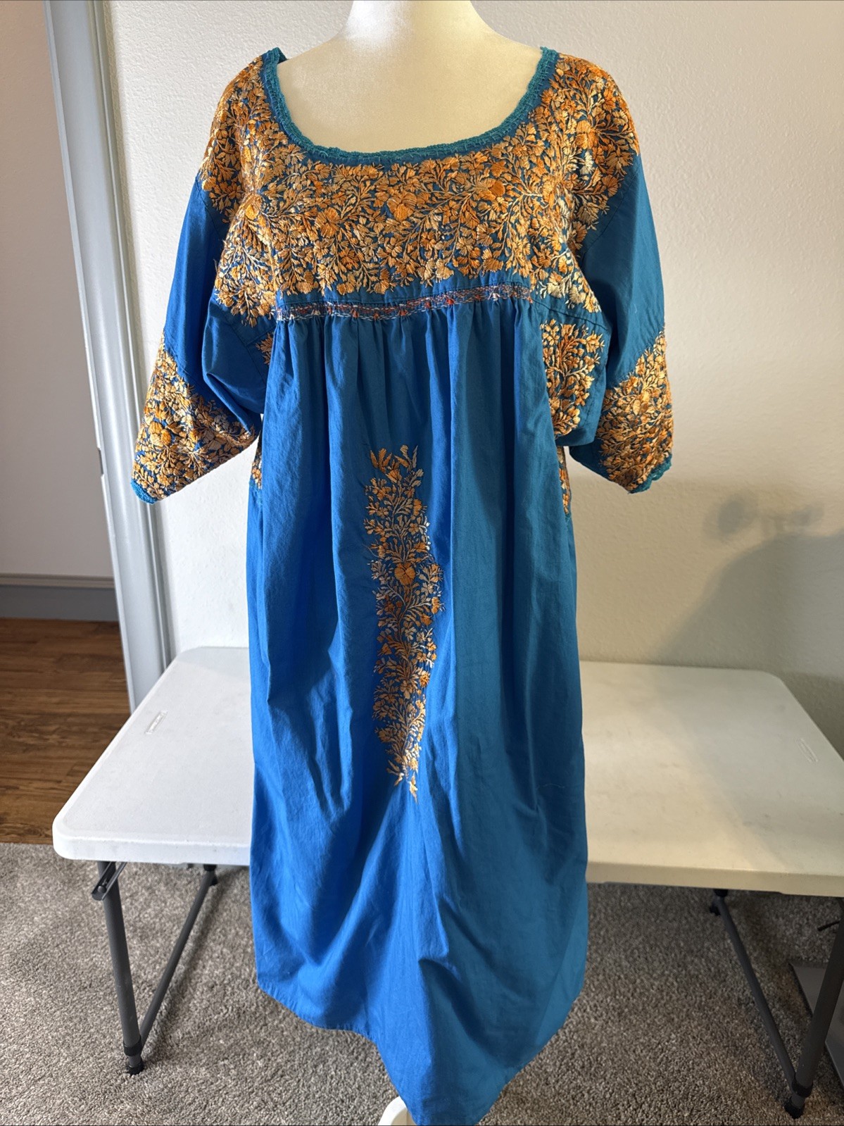 blue mexican embroidered dress San Antonio Oaxaca Hand Sil… Quinceanera size:15.5 Elegant and fancy blank This Darlene Retro Polka