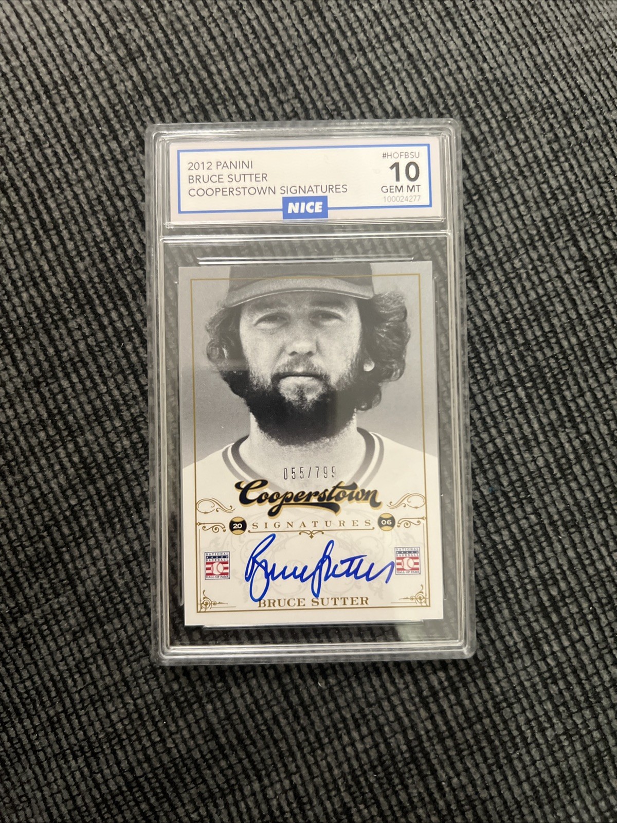 Bruce Sutter Autographed Panini #55/799 Graded 10