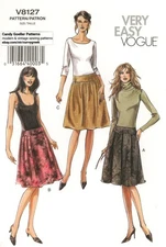 Vogue V8127 A-Line Skirt w Yoke, Inverted Front & Back Pleats Sz 14-20 UNCUT