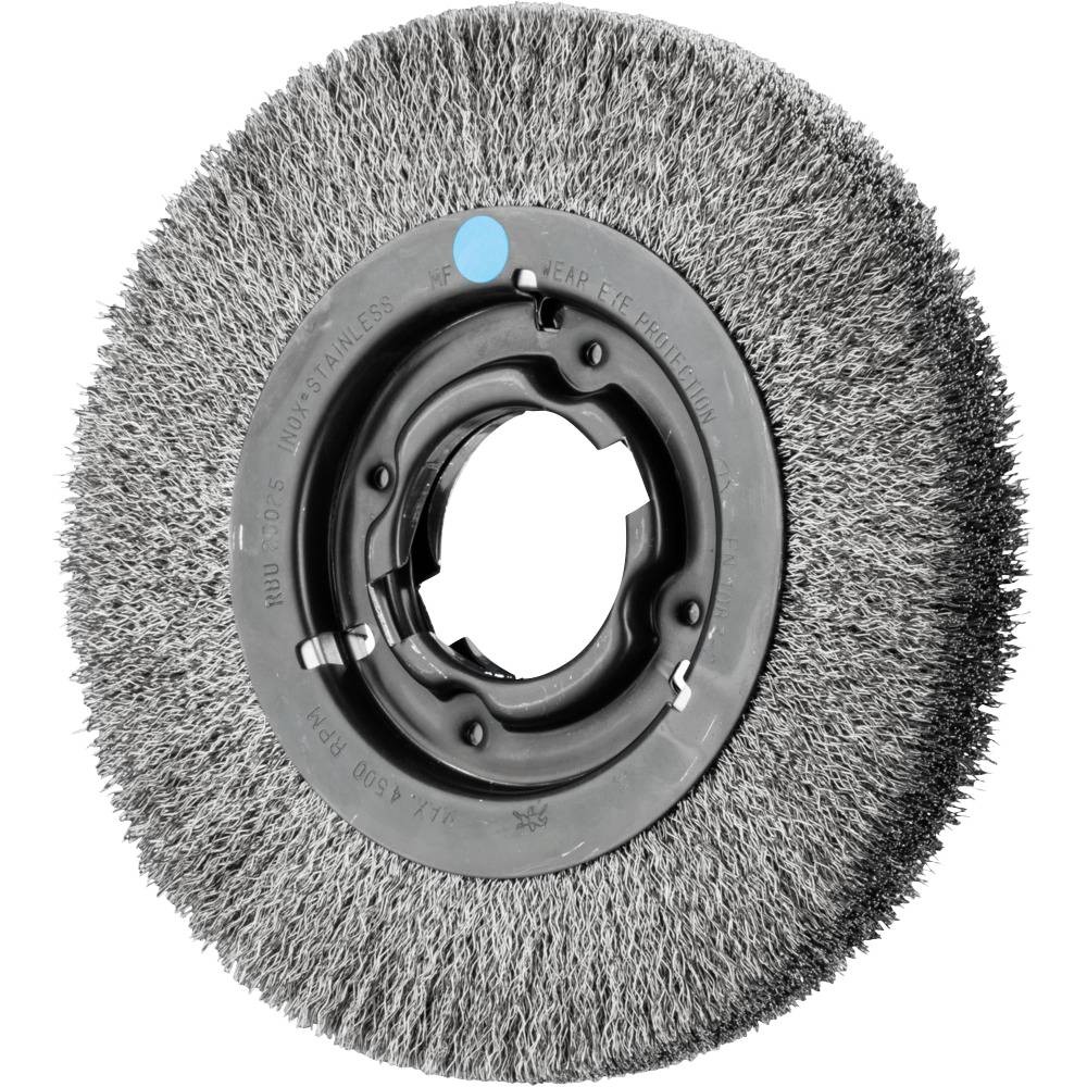 Brosse ronde RBU Ø 200 mm PFERD avec alésage variable de 25 mm pour touret
