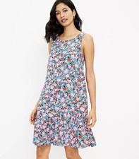 LOFT Multicolor Floral Daisy Tie Back Flounce Ruffle Dress Sleeveless Size Small
