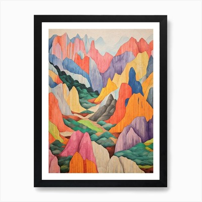 Mount Hua China 1 buntes Mountai gerahmtes Wandbild Poster Leinwanddruck Bild