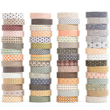 Basic Patterns Washi Tape Set 60 Rolls Geometric Elegance Decorative Skinny Mask